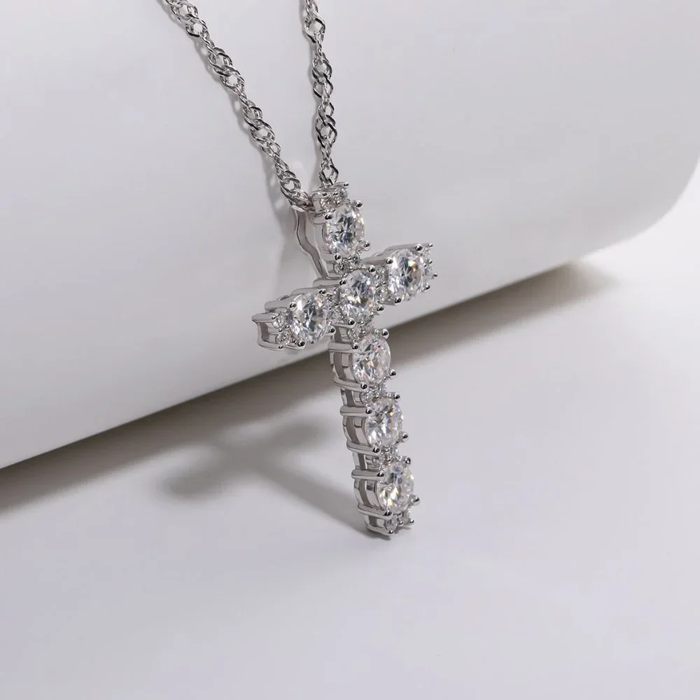 Certified 2.1 ct. t.w. Moissanite Diamond Holy Cross Necklace NEW